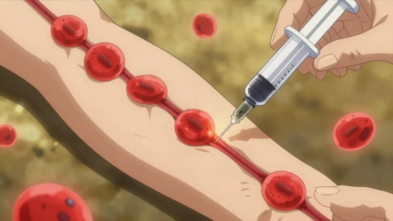 ESA injection stimulating red blood cell production.