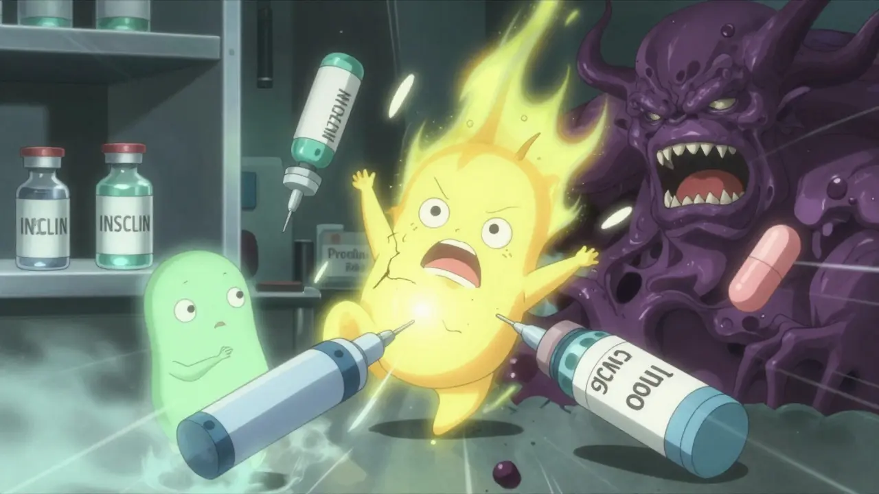 Animated drugs dissolving from heat and humidity effects