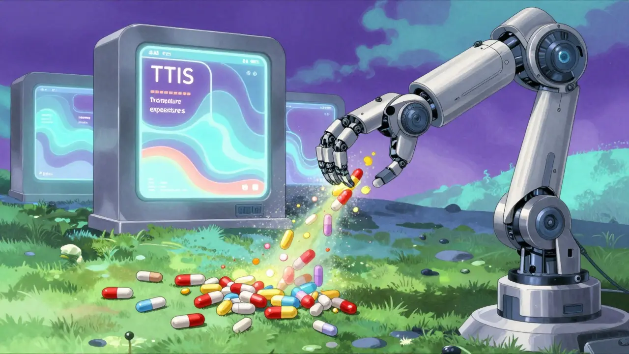 Abstract anime art showing smart packaging and safe disposal of expired drugs