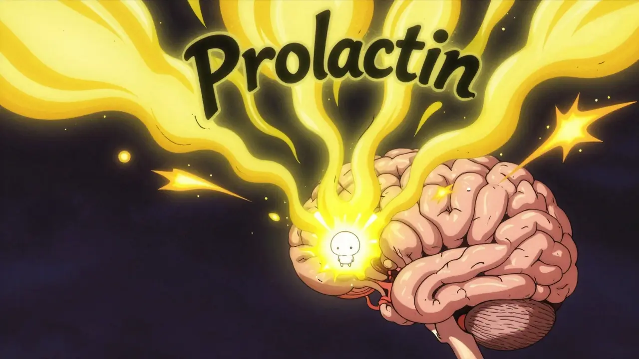 Abstract pituitary gland pumping excess hormones