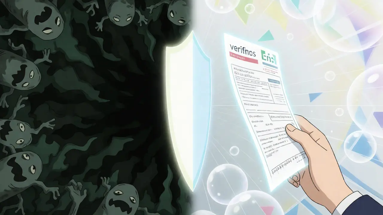 Contrast between shady online sites and verified safe pharmacies.